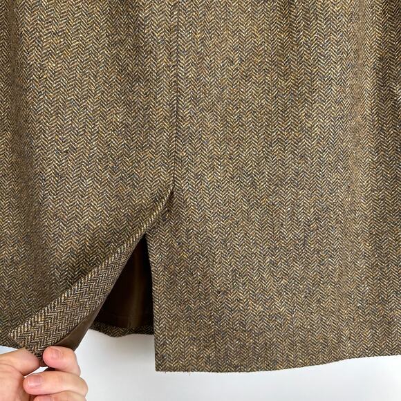 Talbots Wool Blend Brown Herringbone Midi Straight Skirt Womens Size 14 Office - Picture 9 of 13